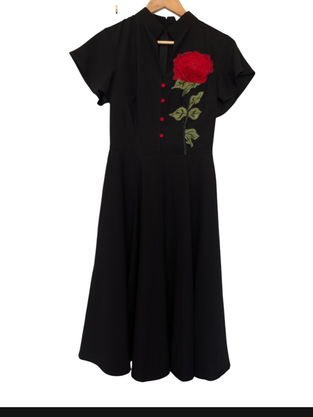 Unique Vintage Swing Dress Red Rose  Size 4